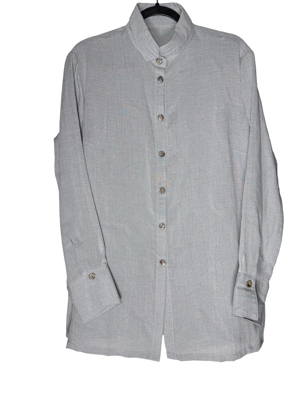 Fridaze 100% Linen Gray Button Up Shirt Womens XL Casual Top Coastal Relaxed